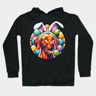 Vizsla Wears Bunny Ears Celebrating Easter Delight Hoodie